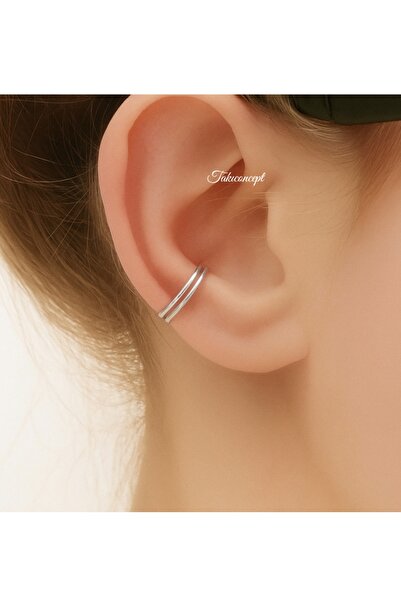 TakıConcept Çelik Deliksiz Kıkırdak Küpe Deliksiz Küpe