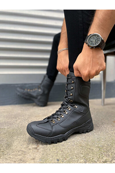 Zapatos JY999 Strike Bağcıklı Ortopedik Taban Günlük Cilt Erkek Askeri Postal Bot CST Siyah