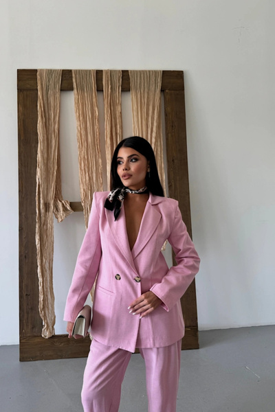 DEAG Keten Ceket Pantolon Taki Pink