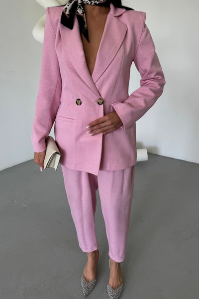 DEAG Keten Ceket Pantolon Taki Pink