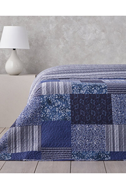 English Home Bleublanc Patch Çift Kişilik Çok Amaçlı Örtü 200x220 cm Mavi