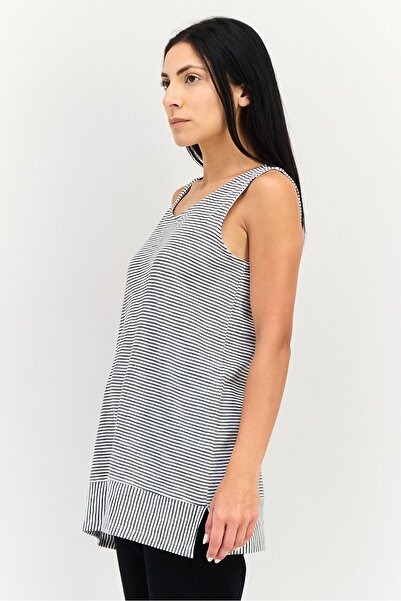 LANDS' END Women Crew Neck Sleeveless Stripe Tank Top, Multicolor