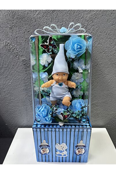 SürprizÇiçekEvi Kutu İçerisinde Ledli Bebekli Aranjman