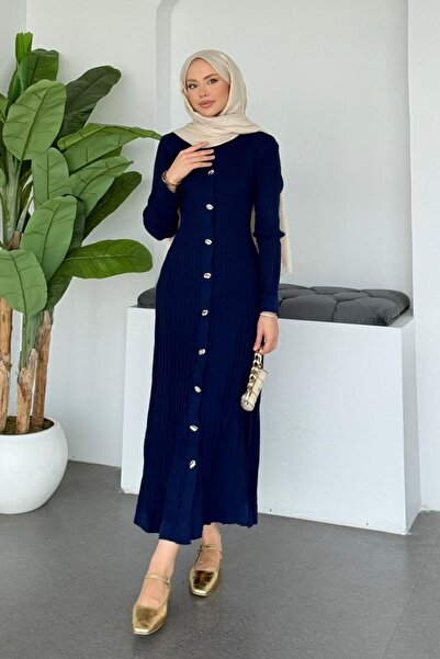 Hazamoda Φόρεμα πλεκτό Vienna Felted Navy Blue