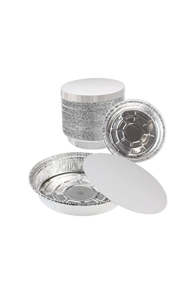 Generic Round aluminum foil dishes with paper lid for Kunafa 15.5×15.5 cm pack (15 pcs)