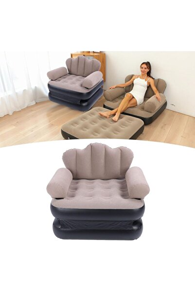 RADIOTRONICS Inflatable Sofa Bed, Portable Foldable Thickened Flocked PVC Blow Up Couch Mattress