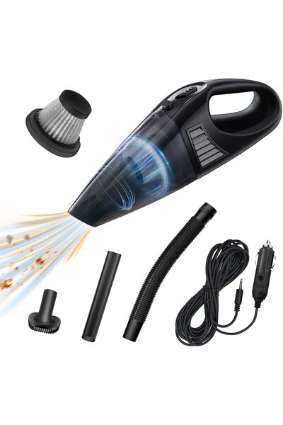 ROYAL STAR مكنسة يدوية للسيارة 12 فولت تيار مستمر - 3 ملحقات قابلة للغسل/الإز...