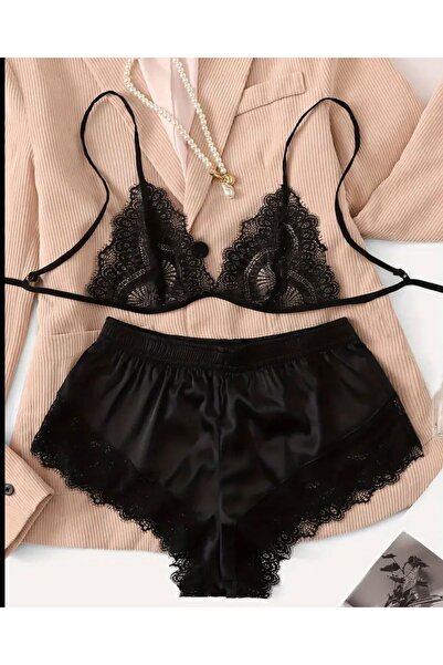ateviaco Lingerie Uyku Giyim | Seksi Lingerie Seti | Kontrast Dantel Tasarımı...