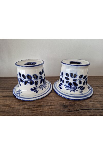 Edi Antik Porselen Çiçek Desenli Șamdan 2 Adet orijinal ithal Her biri 4cm