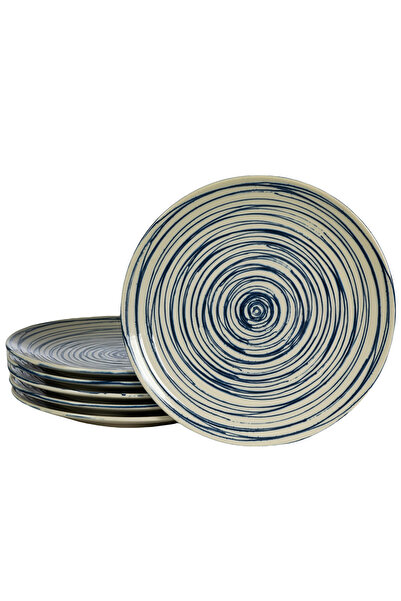Cesiro Set of 6 dessert plates, 20 cm - Ivory with blue circles (Maritim, Cesiro)