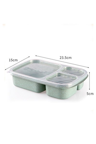 fulina Lunch Box Set 3 Compartment Food Storage Containers Wheat Straw Meal Prep Lunch Box Green