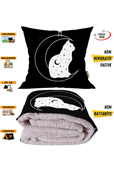 CAİSYA بطانية تلفزيون زودياك كيد مطبوع مع وسادة زخرفية اختيارية 2 في 1