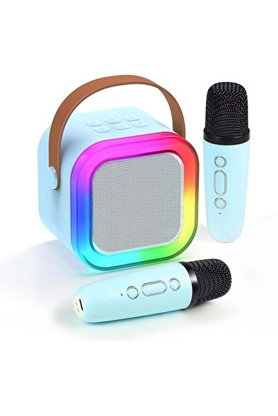 fulina مجموعة مكبر صوت كاريوكي محمولة، مكبر صوت كاريوكي صغير محمول يعمل بالبلوتوث مع ميكروفونين لاسلكيين وإضاءة LED