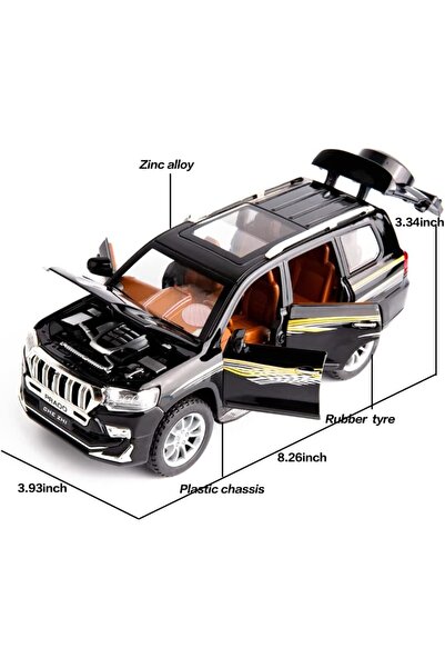 Toybox Toyota Prado Model Car, Zinc Alloy Pull Back Toy car with Sound and Light for Kids