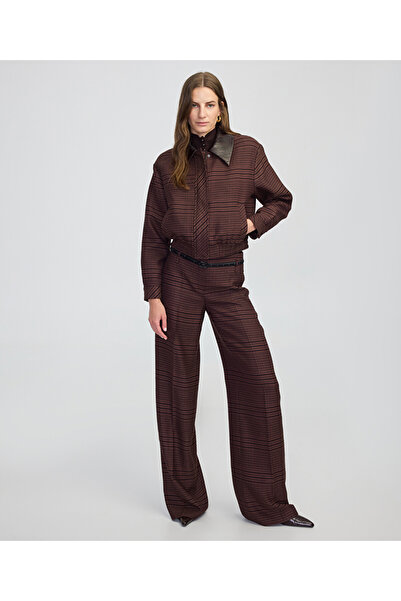 İpekyol Ekose desen wide leg fit pantolon