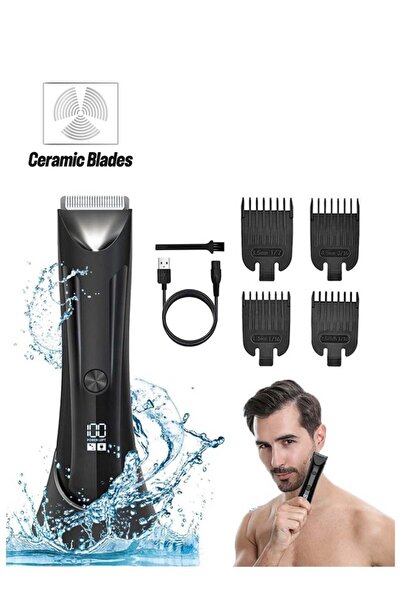 Arabest Men's body hair trimmer, replaceable ceramic blade, hygienic/razor waterproof, with charging base