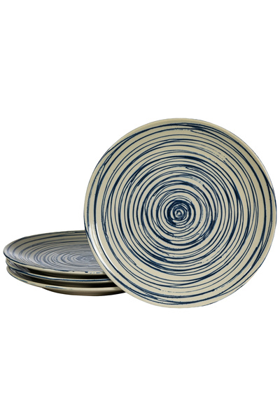 Cesiro Set of 4 dessert plates, 20 cm, Maritim - Ivory with blue rings