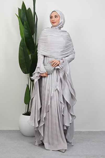 giz astore Ebru Yoryo Abiye Açık Gri