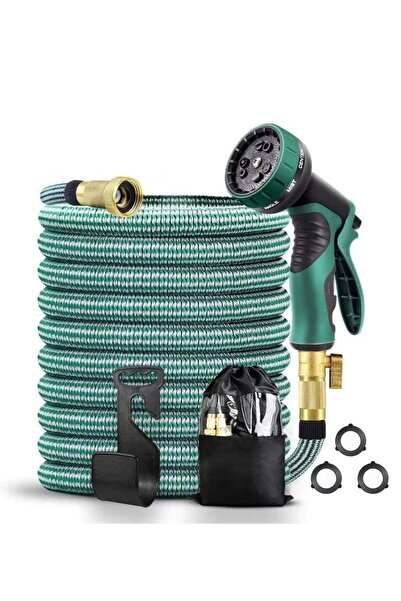 fulina Collapsible Garden Hose 50ft Metal Garden Hose Nozzle,Leakproof Lightweight Expandable Garden Water
