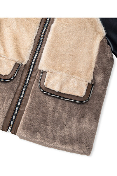İpekyol Faux Fur Mix Colorblock Coat