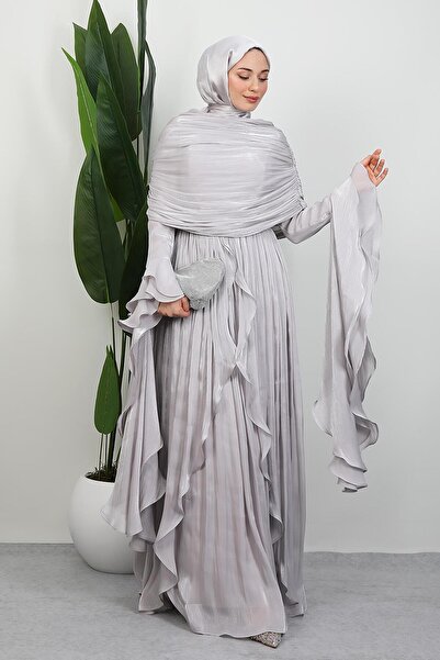 giz astore Ebru Yoryo Abiye Açık Gri