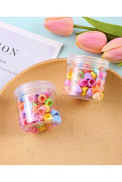 REBORN DESIGN Nostalgia Retro Heart Model Enamel Mixed Pastel Color 50Pcs Hair Beads