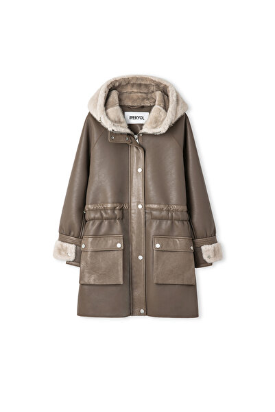 İpekyol Suni kürk mix ayarlanabilir bel mont