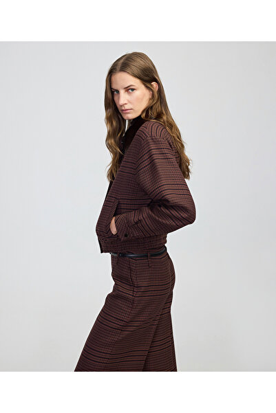 İpekyol Contrast Collar Plaid Pattern Jacket