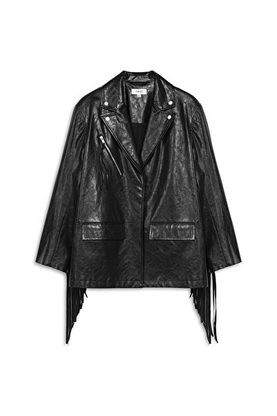 Twist Leather Look Tassle Blazer