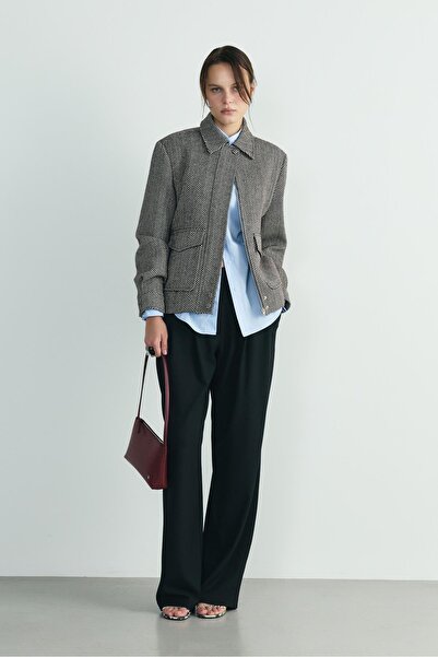 Suud Collection Bitter Brown Alder Cashmere Bomber Jacket