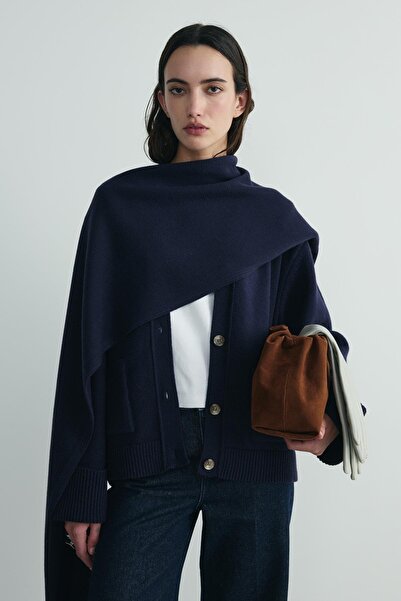 Suud Collection Navy Blue Ura Knitwear Scarf