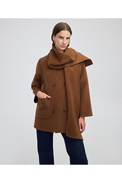 İpekyol Yün içerikli atkılı kaban