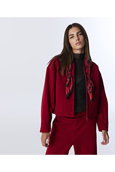 Twist Bomber Jacket with Removable Scarf