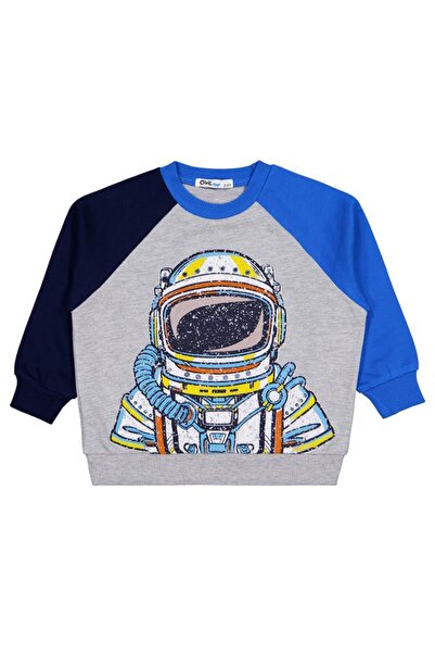 Civil Boys Hanorac cu imprimeu astronaut pentru copii de 2-5 ani - gri 3-4 ani