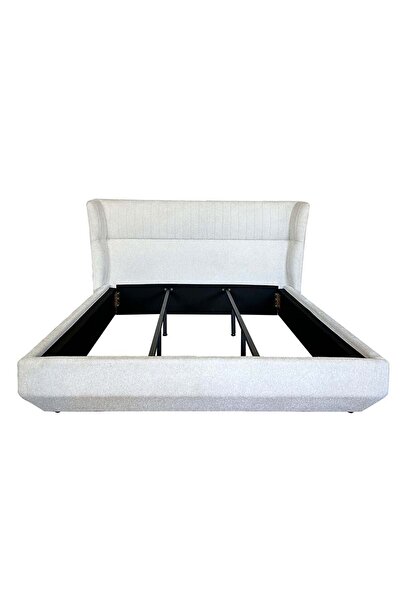 Danube Home Terakkai 160x200 Upholstered Queen Bed - Beige Fabric, Engineered Wood, 2-Year Warranty
