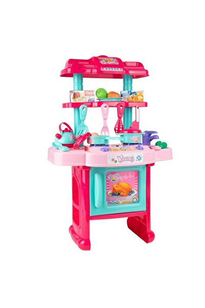 Selgot Set de bucătărie pentru copii cu sunete și lumini, 31 de piese, roz-tu...