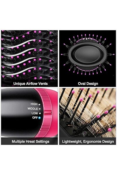 Generic One-Step Hair Dryer Comb 2-in-1 Negative Ion Straightener Curler Hot Air Comb (US plug)