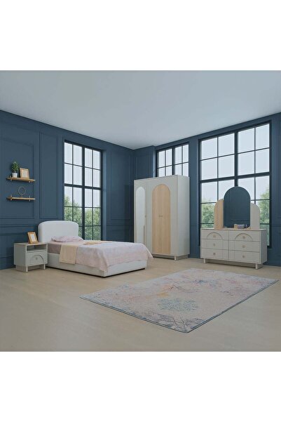 Danube Home Reena 120x200 Upholstered Single Bed - Beige Fabric, Engineered Wood, 2-Year Warranty, Turkey