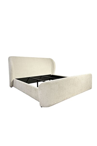 Danube Home Orion 180x200 Upholstered King Bed - Beige Fabric, Engineered Wood, 2-Year Warranty