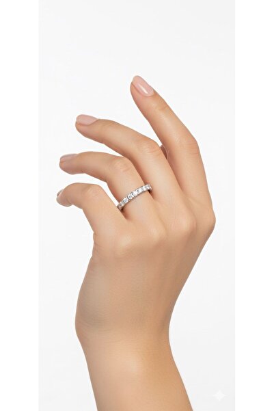 Bora Değerli Madenler Tam Tur Taşlı Alyans - 925 Ayar Gümüş Alyans