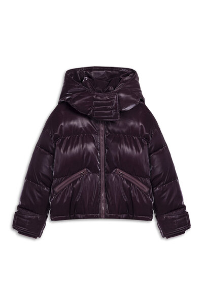 Twist Shiny Textured Puffer Coat