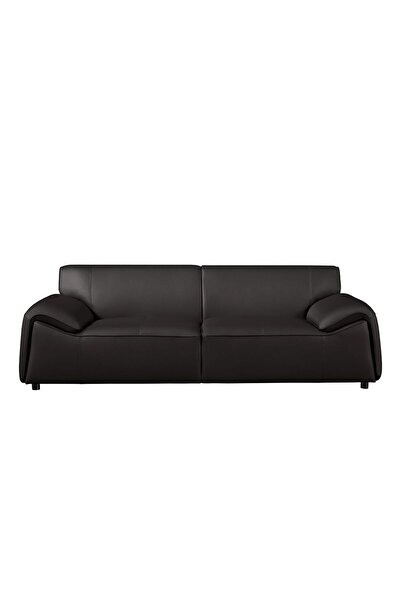 Danube Home Tokishi 3-Seater Full Leather Sofa - Black, Stylish & Comfortable Wooden Frame, 2-Year Warranty