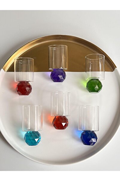 ROSSEV Mix Diamond Color 6-Piece Coffee Side Water Glass-100Ml