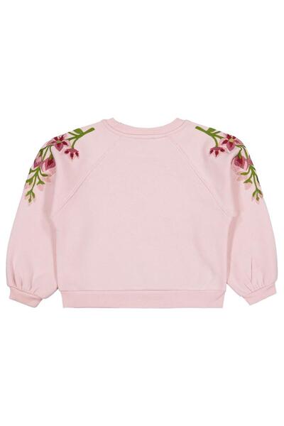 Civil Girls Omuzu Çiçek Nakışlı 6-9 Yaş Sweatshirt - Pembe 7-8 Yaş
