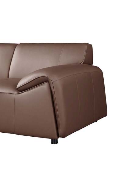 Danube Home Tokishi 3-Seater Full Leather Sofa - Tan, Stylish Wood Frame, 2-Year Warranty, Comfortable Seating