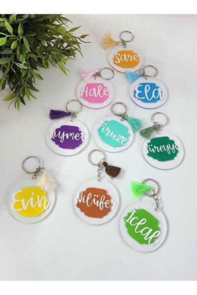 happy mountains İsme Özel Kişiye Özel Renkli Pleksi Anahtarlık