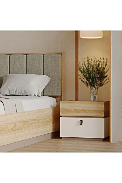 Danube Home Sacramento 2-Drawer Nightstand - Beige/Oak - Stylish Bedroom Storage with 2-Year Warranty