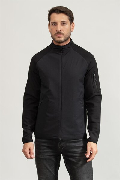 BOSS Modal ve Pamuk Karışımlı Regular Fit Dik Yaka Fermuarlı Logolu Sweat Erk...