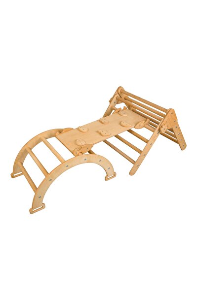 OEM Small 3in1 climbing set, Pikler Triangle with Ramp and Climbing Arch, 1-3 years, wood