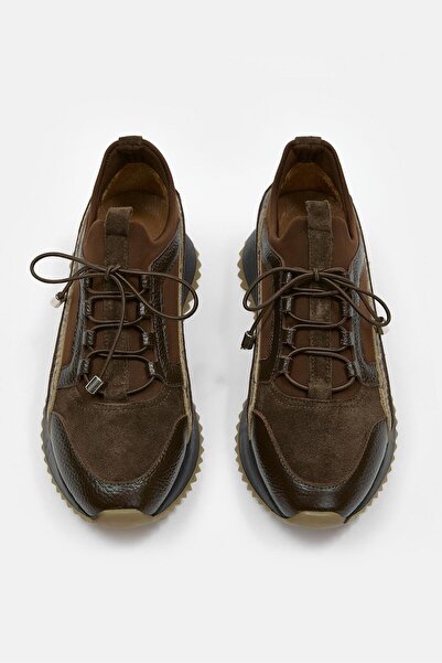 NILUFARR Sidney Bitter Brown Genuine Leather Snake Pattern Women's Sneaker